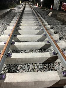 Sleepers awaiting ballast.